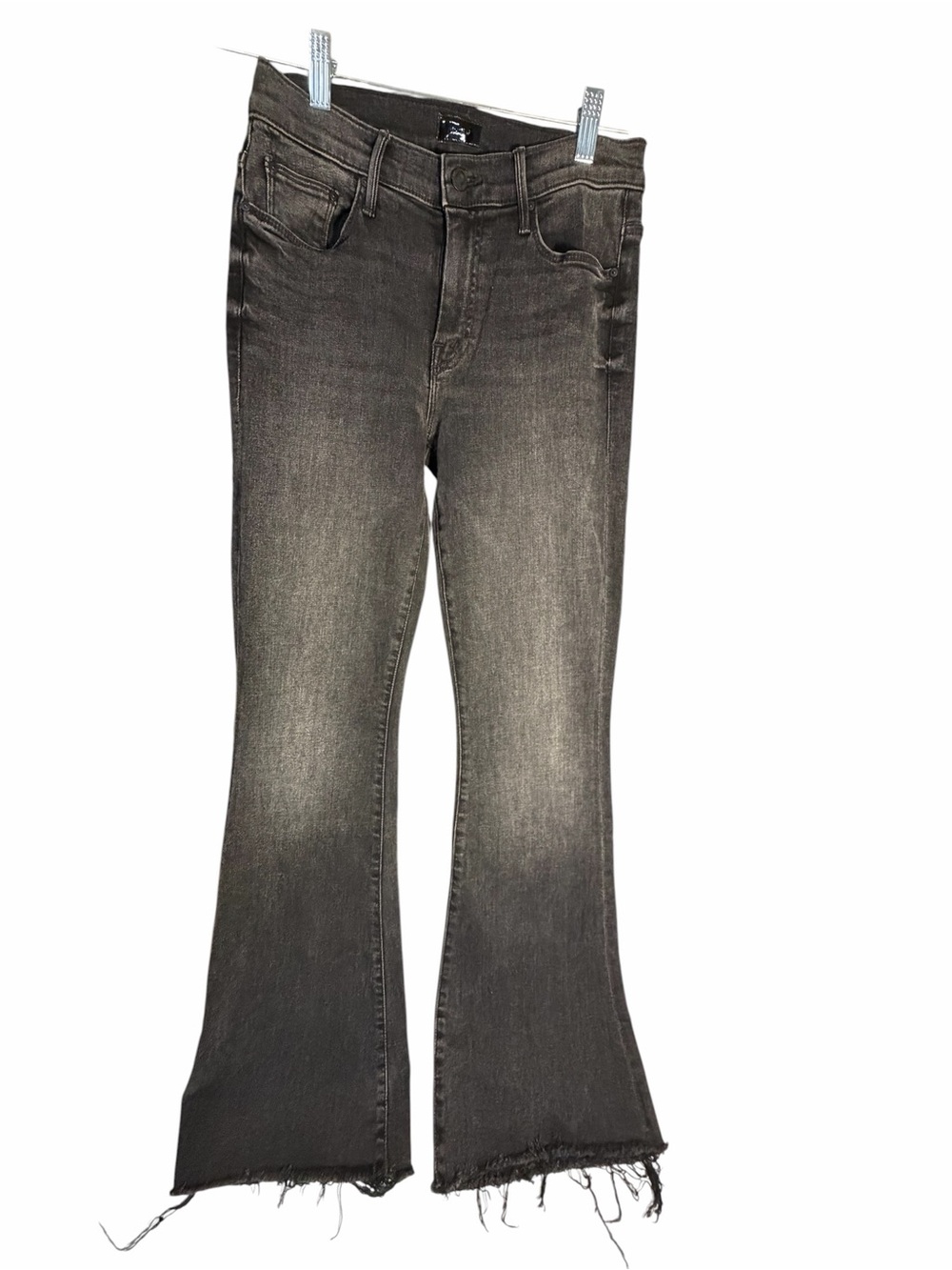 MOTHER The Weekender Fray Women’s Faded Black Flared Jeans Sz 27